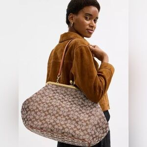 Large Kisslock Frame Bag In Crystal Signature Jacquard
